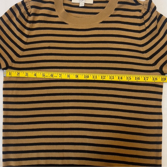 LOFT Tan and Black Classic Striped Sweater Women’s Medium - Picture 10 of 11